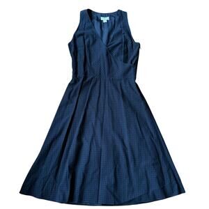 Ann Taylor Black Eyelet Faux Wrap A-Line Fit & Flare Dress Sz 6 Minimal Classic